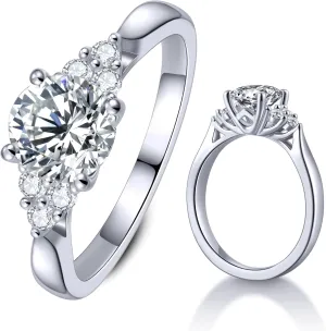 KSTYLE Nature-Inspired SeriesMoissanite Wedding Rings for Women 1.5-2CT Solitaire Engagement Rings, D Color VVS1 Clarity 925 Sterling Silver Rings 18K White Gold Plated Promise Rings for Her