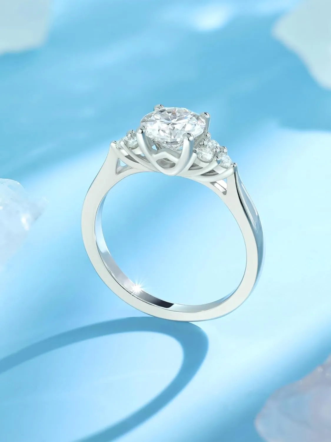 KSTYLE Nature-Inspired SeriesMoissanite Wedding Rings for Women 1.5-2CT Solitaire Engagement Rings, D Color VVS1 Clarity 925 Sterling Silver Rings 18K White Gold Plated Promise Rings for Her