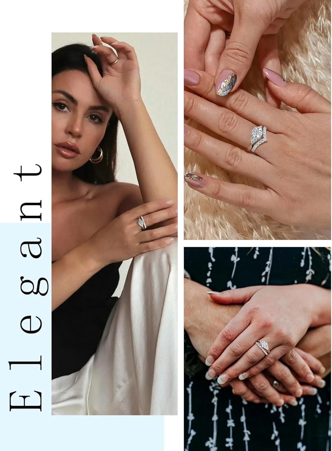 KSTYLE Nature-Inspired SeriesMoissanite Wedding Rings for Women 1.5-2CT Solitaire Engagement Rings, D Color VVS1 Clarity 925 Sterling Silver Rings 18K White Gold Plated Promise Rings for Her
