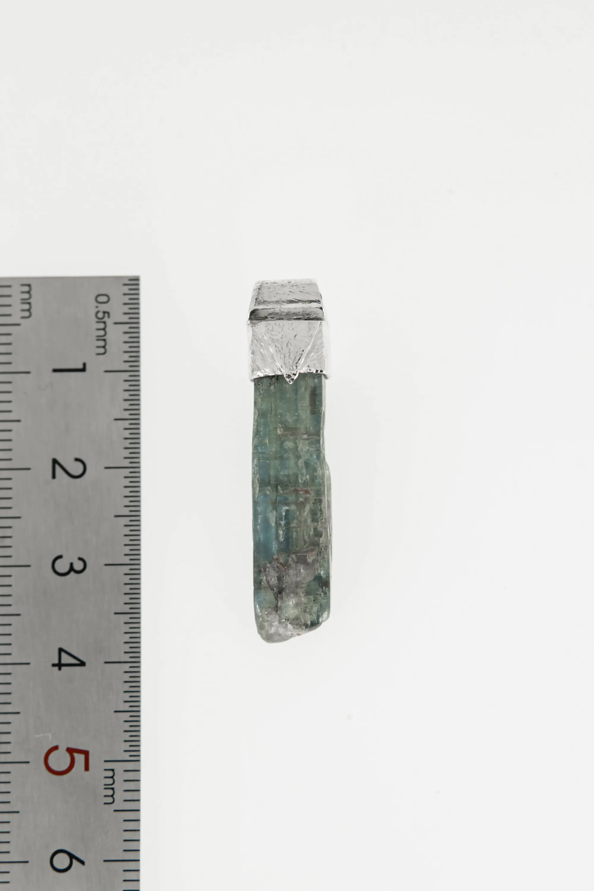 Kyanite Stack Pendant Necklace with Organic Textured 925 Sterling Silver, Crystal Accents, Libra Horoscope, Throat Chakra Jewelry
