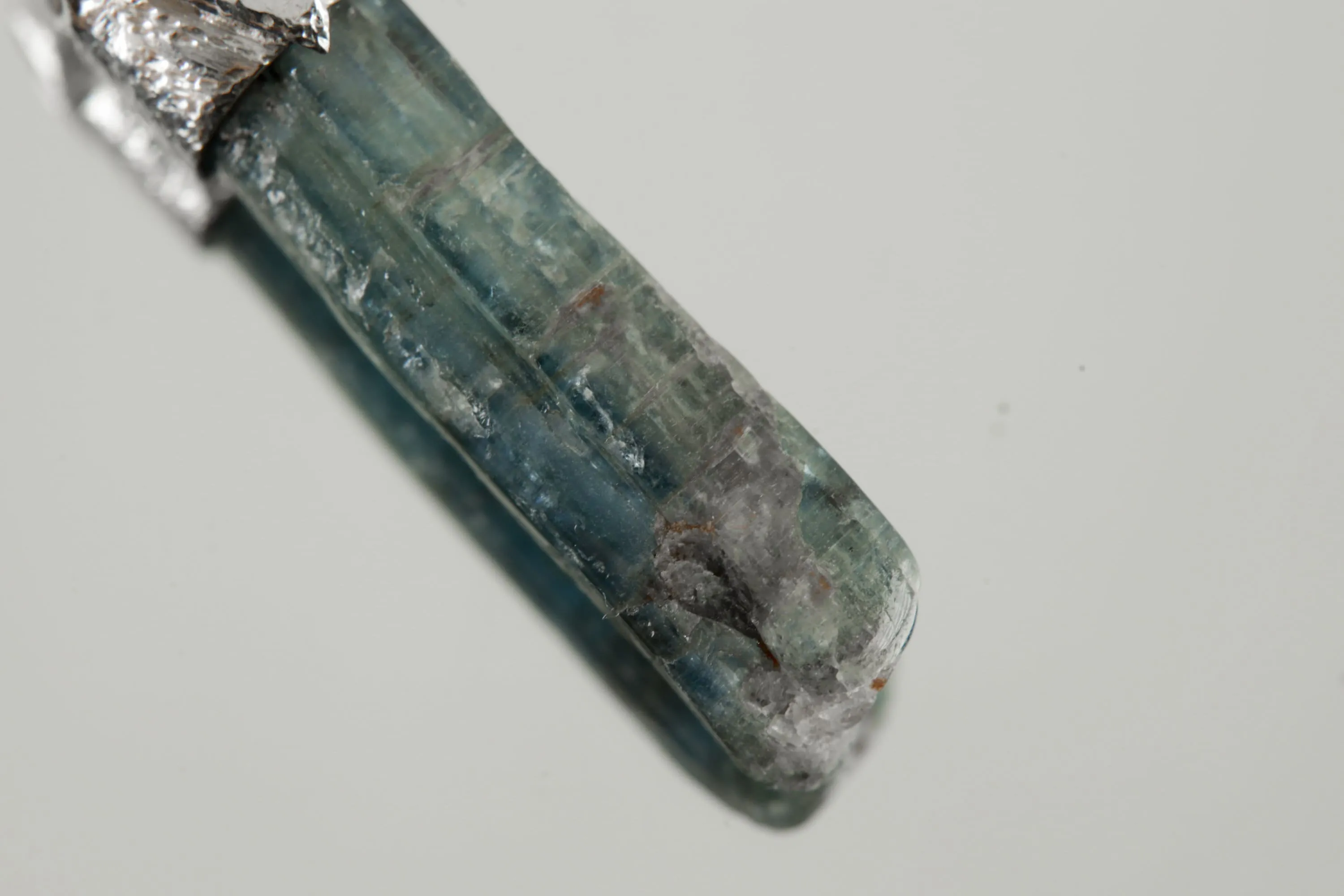 Kyanite Stack Pendant Necklace with Organic Textured 925 Sterling Silver, Crystal Accents, Libra Horoscope, Throat Chakra Jewelry