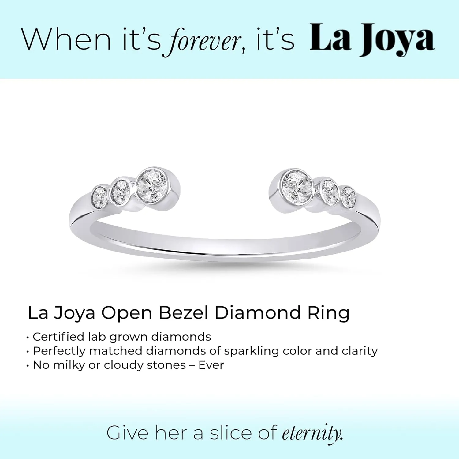 La Joya 1/10-1/4 CT TW Certified Lab Grown Open Diamond Ring Bands | Solid 10k White Gold Diamond Wedding Band Ring | Sparkling GH VS/SI Diamond Ring for Women