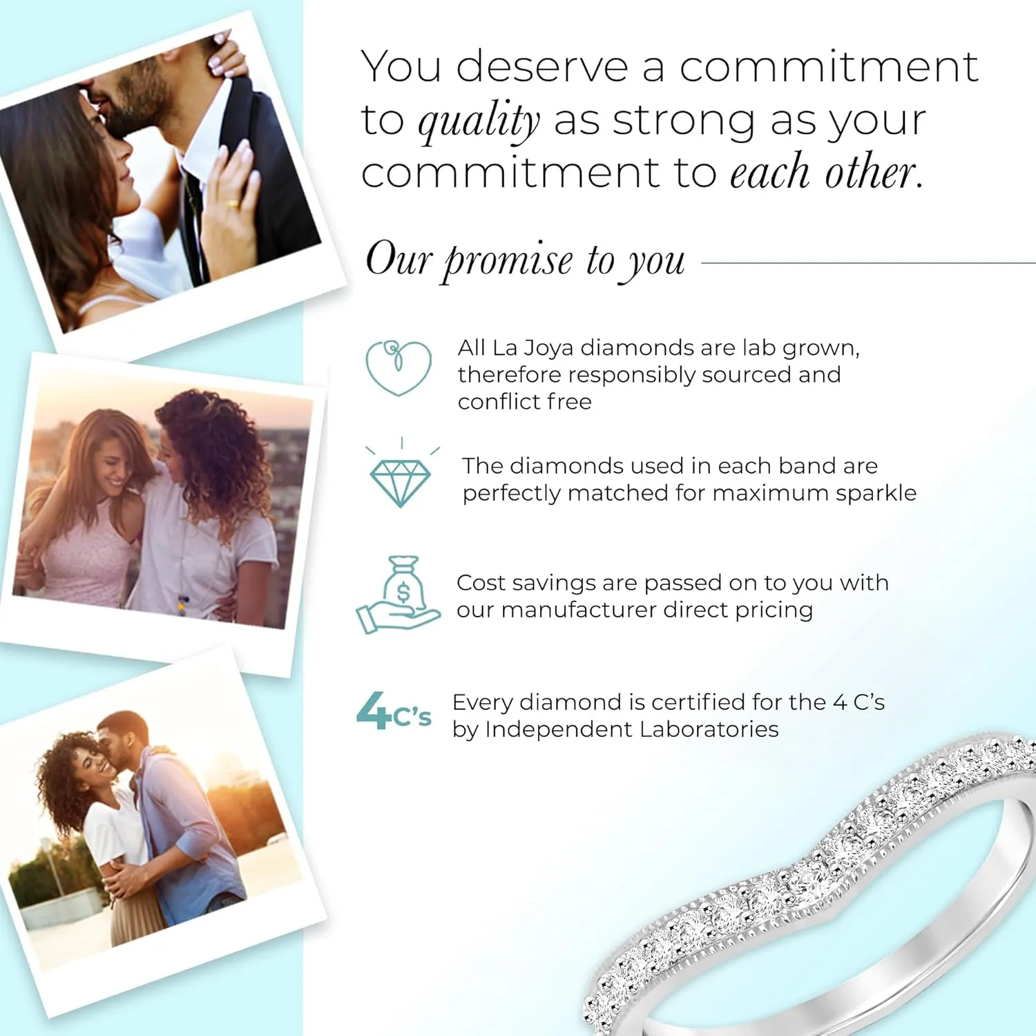 La Joya 1/4-1/2 CT. TW. V-Shaped Womens Lab Grown Diamond Band Rings in 10K Solid Gold | Certified GH VS/SI Lab Grown Diamond Anniversary Ring, Stacking Ring and Wedding Bands for Women