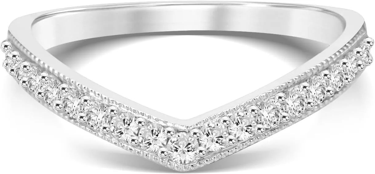 La Joya 1/4-1/2 CT. TW. V-Shaped Womens Lab Grown Diamond Band Rings in 10K Solid Gold | Certified GH VS/SI Lab Grown Diamond Anniversary Ring, Stacking Ring and Wedding Bands for Women