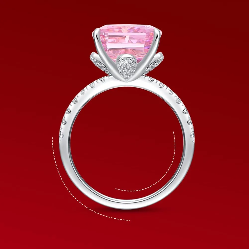 Lab Grown Pink Diamond Rings, 5.5CT D Color VVS1 Engagement Rings for Women, 18k White Gold Plated Pink Simulated Diamond Wedding Band, Promise Rings for Her