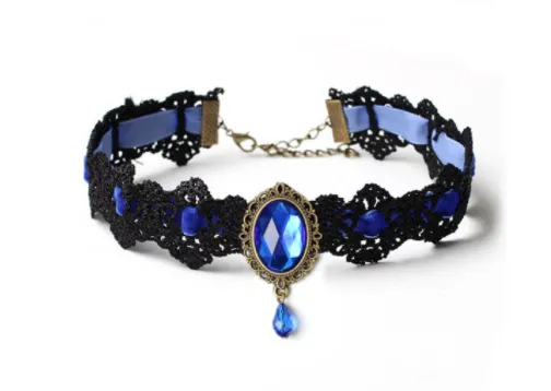 Lace Choker with Teardrop Stone