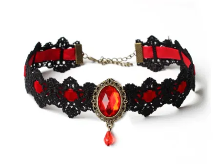 Lace Choker with Teardrop Stone