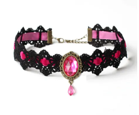 Lace Choker with Teardrop Stone