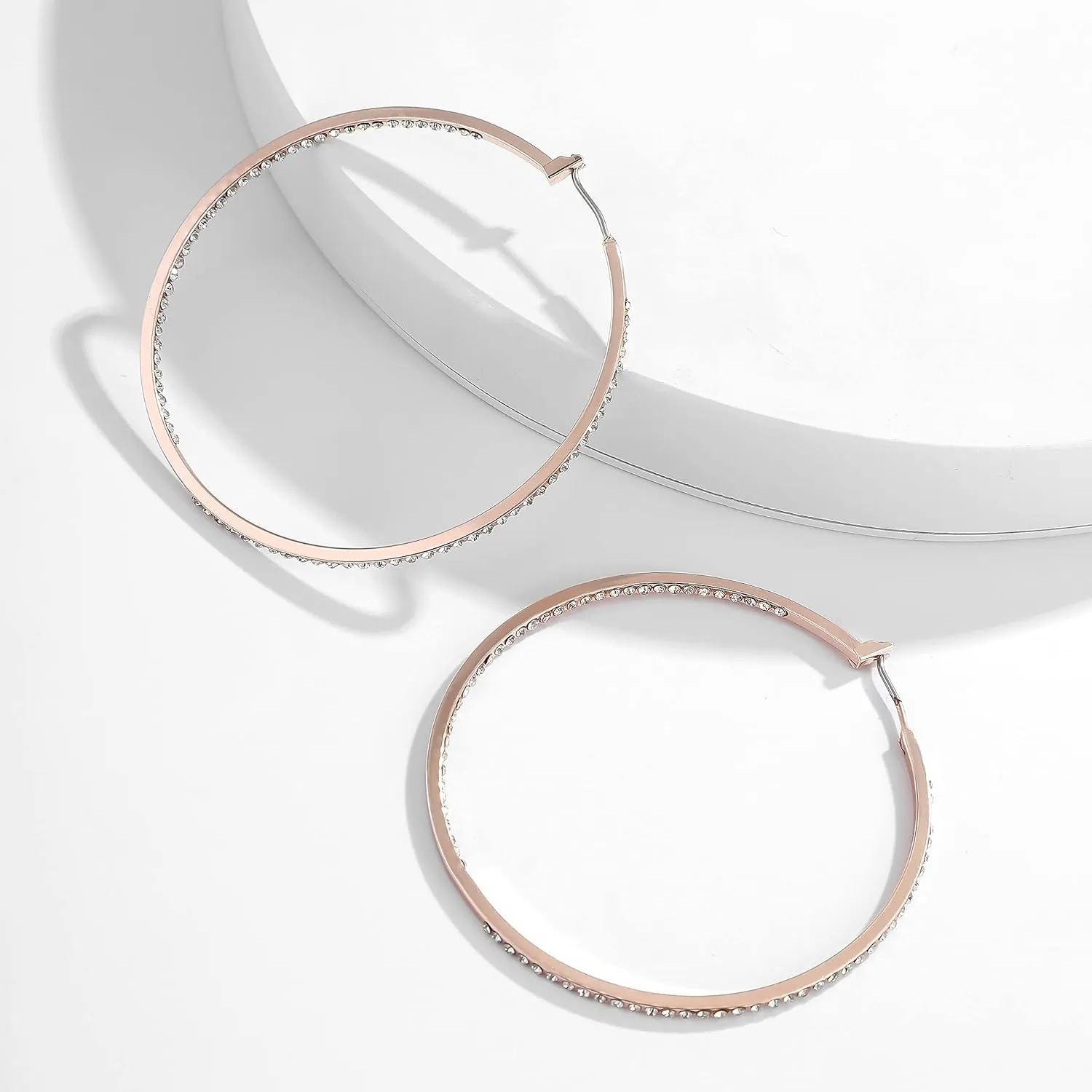 Large Hoop Earrings for Women Rhinestone Crystal Big Circle Hoops Stud Earrings Bridal Wedding Jewelry