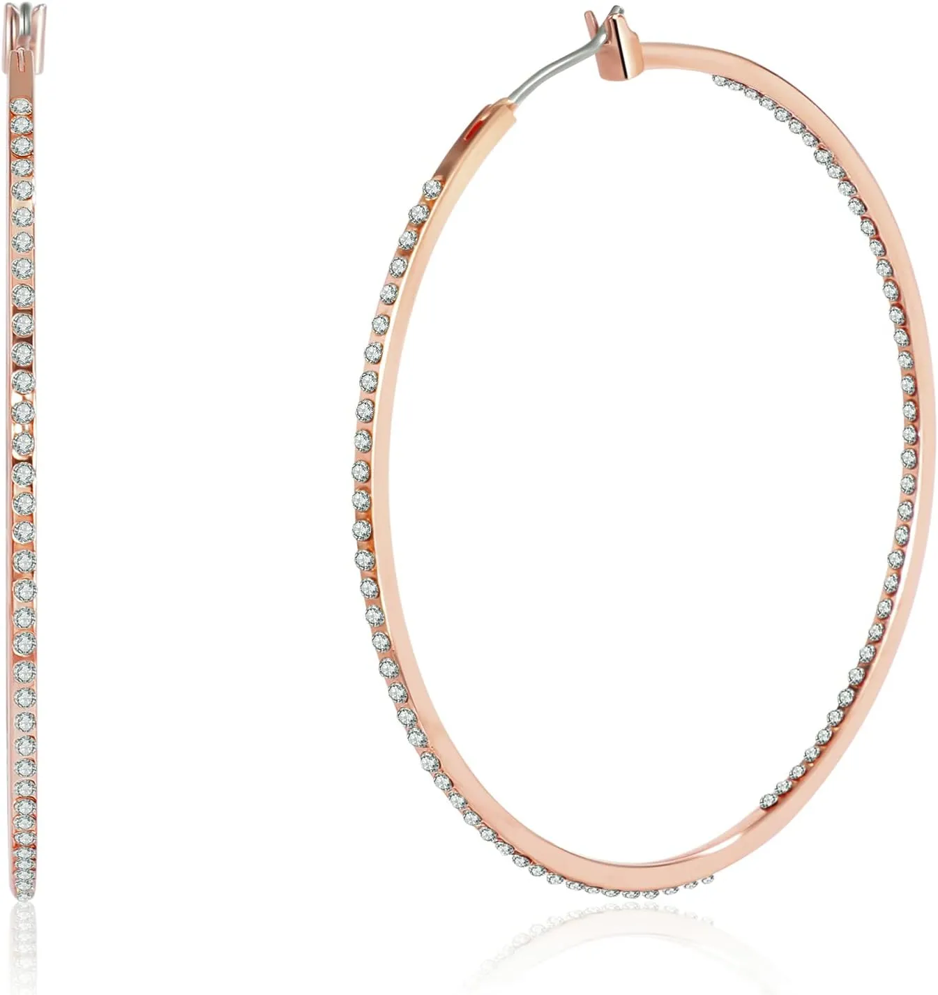 Large Hoop Earrings for Women Rhinestone Crystal Big Circle Hoops Stud Earrings Bridal Wedding Jewelry