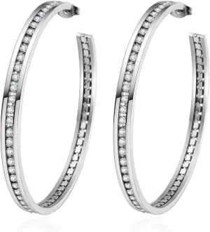 Large Stainless Steel Hoop Earrings for Women,Big Lightweight Cubic Zirconia Hoops Earring Huge CZ Cuff Earrings Size:30/40/60/80mm