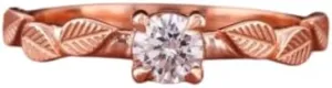 Leaf Design1.5 Ct Round Diamond Engagement Ring,Solitaire Pointed Prong Set Diamond,14 KT Gold Plated Wedding Ring,Gifted For Her,Size 3-12.