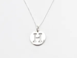 Letter H Pendant - Disc Letter Necklace - Alphabet Letter Necklace