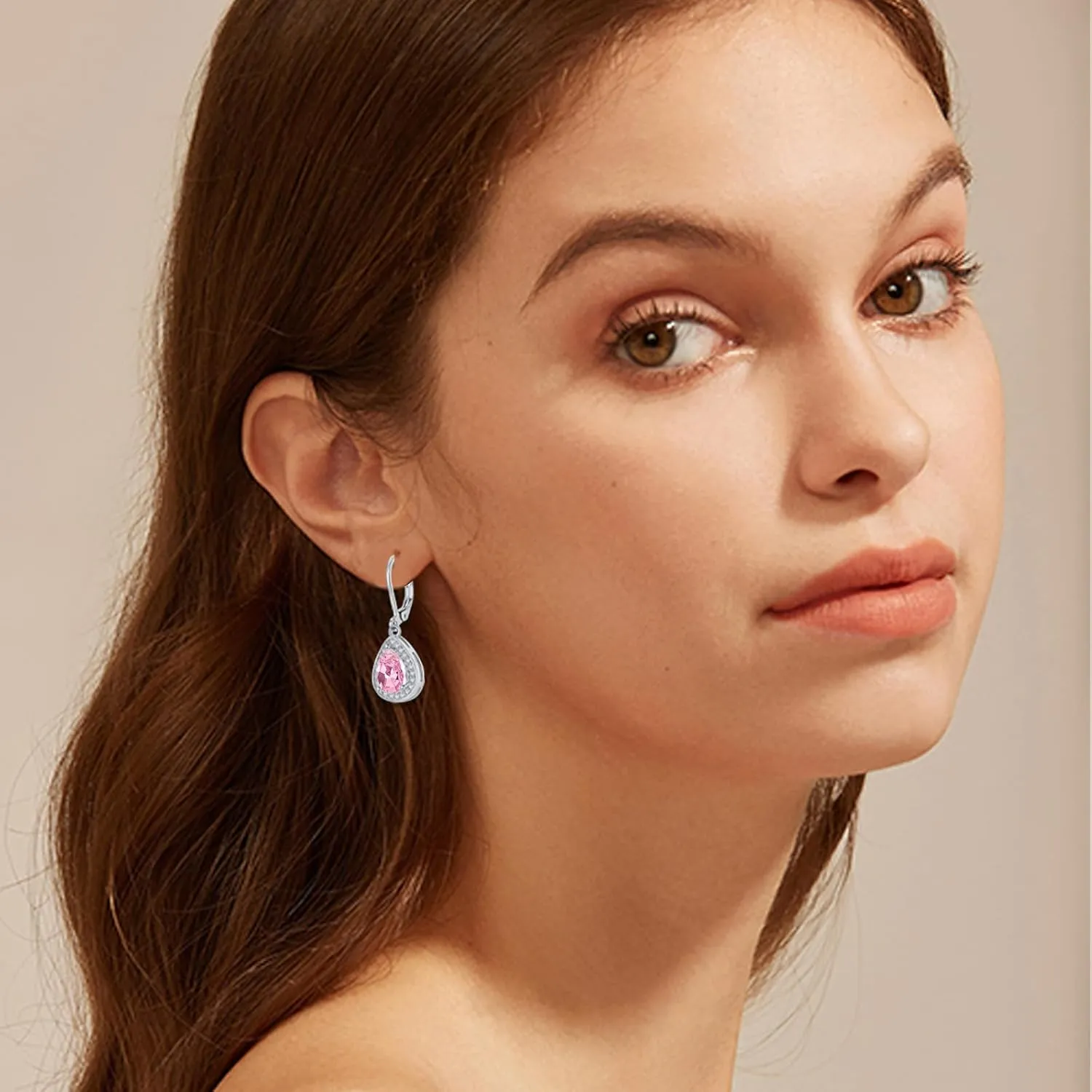 Leverback Dangle Earrings for Women Trendy Multicolor Pear Cubic Zircon Earrings Birthstone Teardrop Drop Earrings Jewelry Gifts for Everyday Party Wedding 14K White Gold | 24K Gold Plated