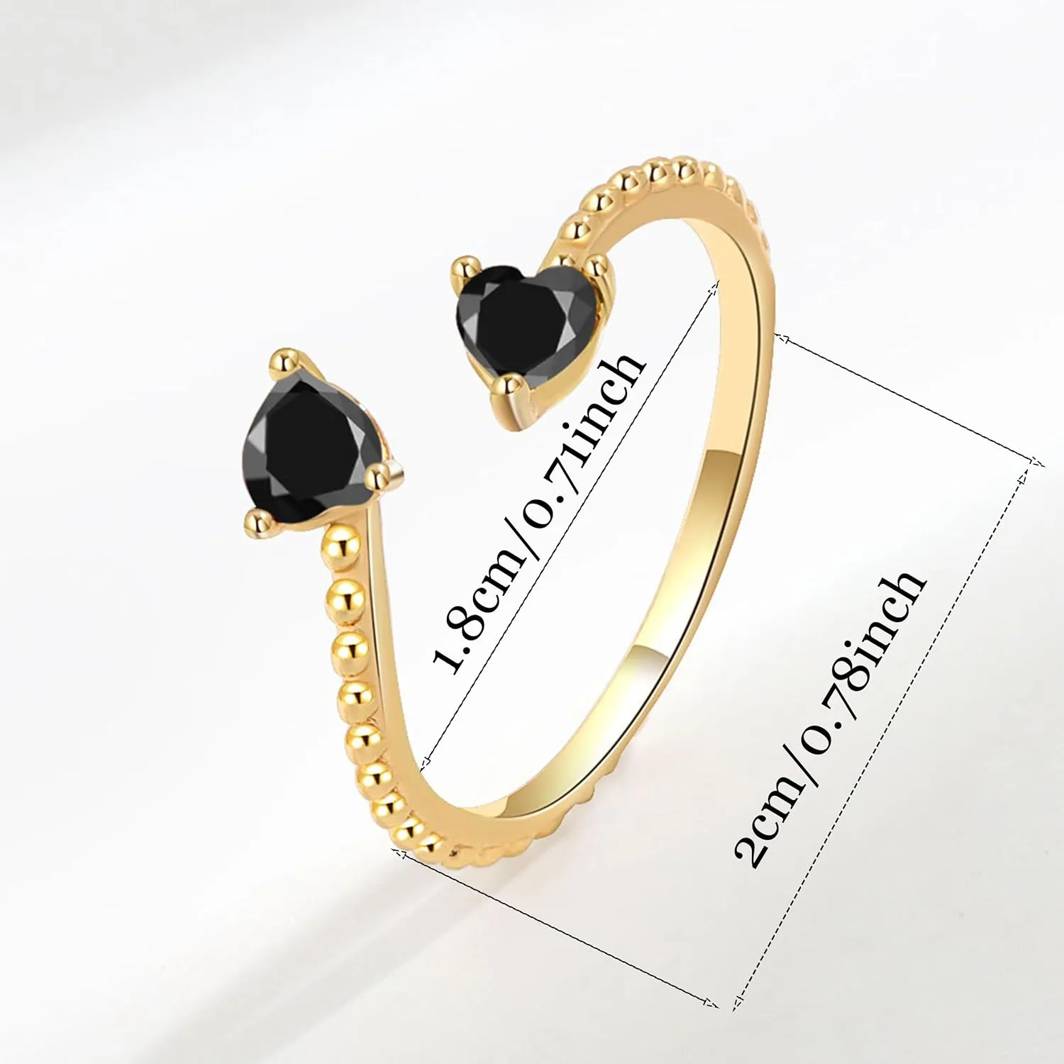 Long tiantian Gold Birthstone Rings for Women Non Tarnish Gold Stackable Birthstone Rings CZ Ruby Emerald Double Heart 2 Birthstone Rings Personalized Jewelry Gifts for Birthday