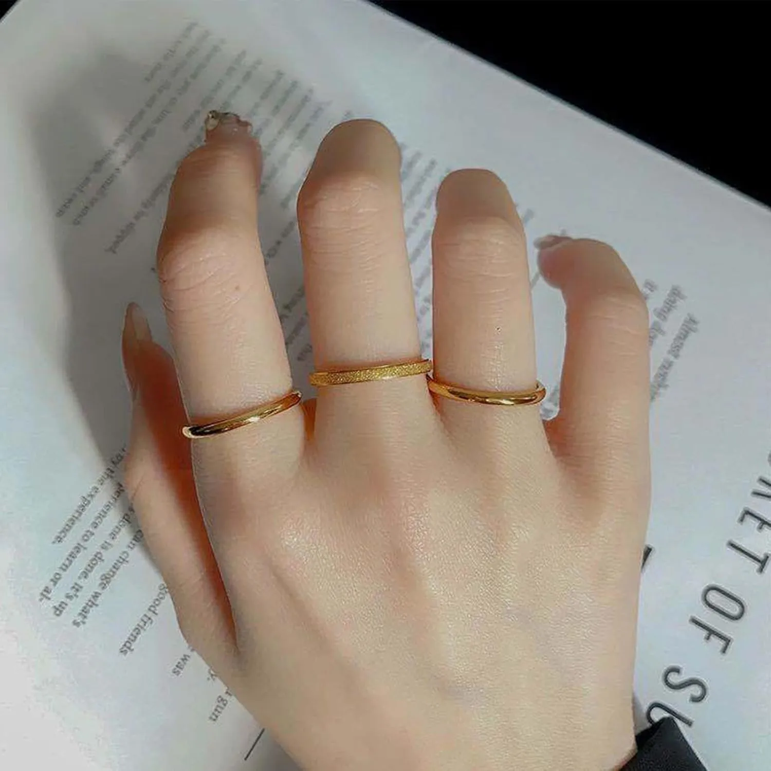 Long tiantian Gold Rings for Women Non Tarnish Stocking Stuffers for Women Stackable Rings for Women Gifts Trendy Stuff Adjustable Rhinestone Knuckle Rings Set Jewelry Christmas Gifts