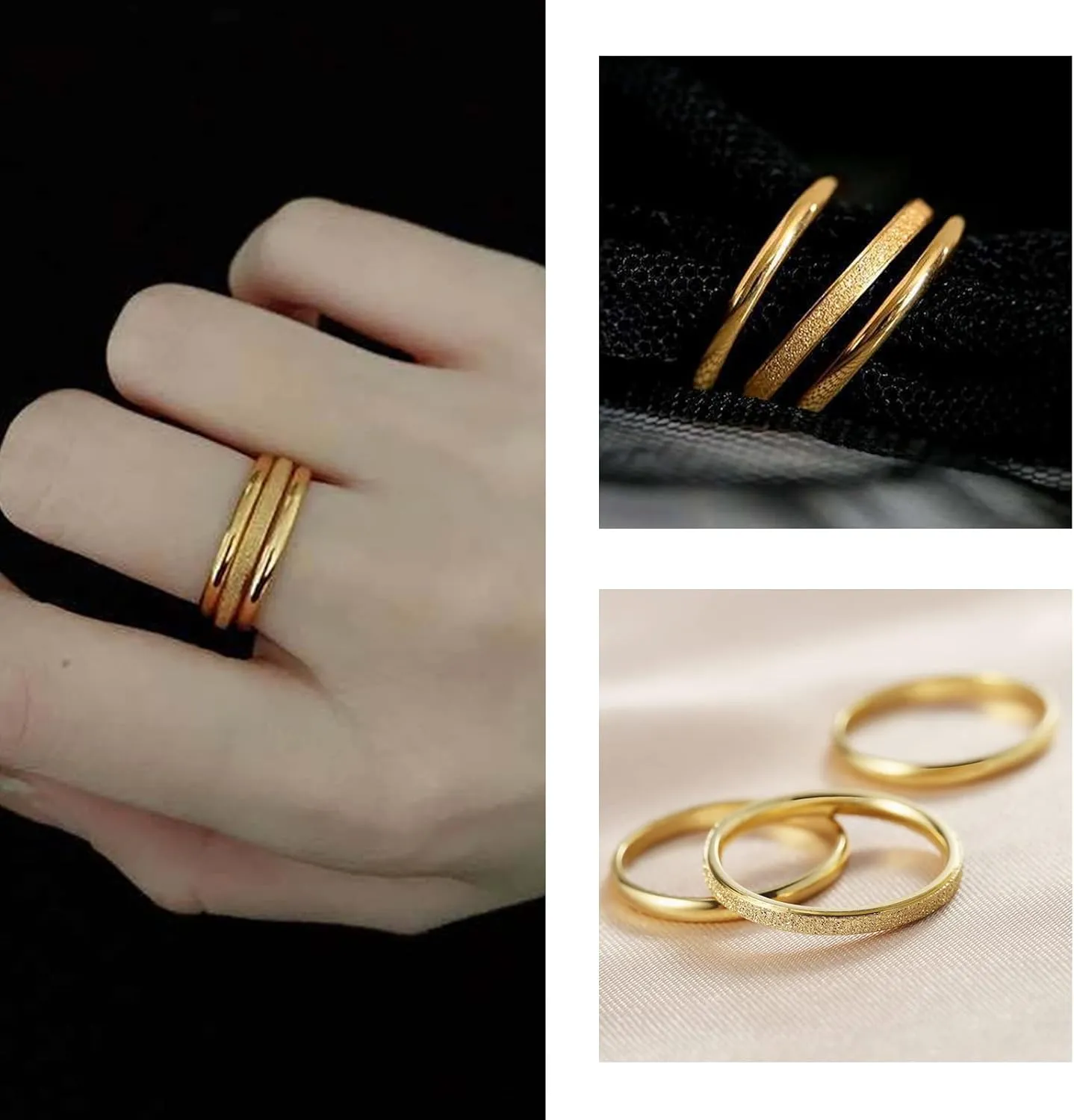 Long tiantian Gold Rings for Women Non Tarnish Stocking Stuffers for Women Stackable Rings for Women Gifts Trendy Stuff Adjustable Rhinestone Knuckle Rings Set Jewelry Christmas Gifts