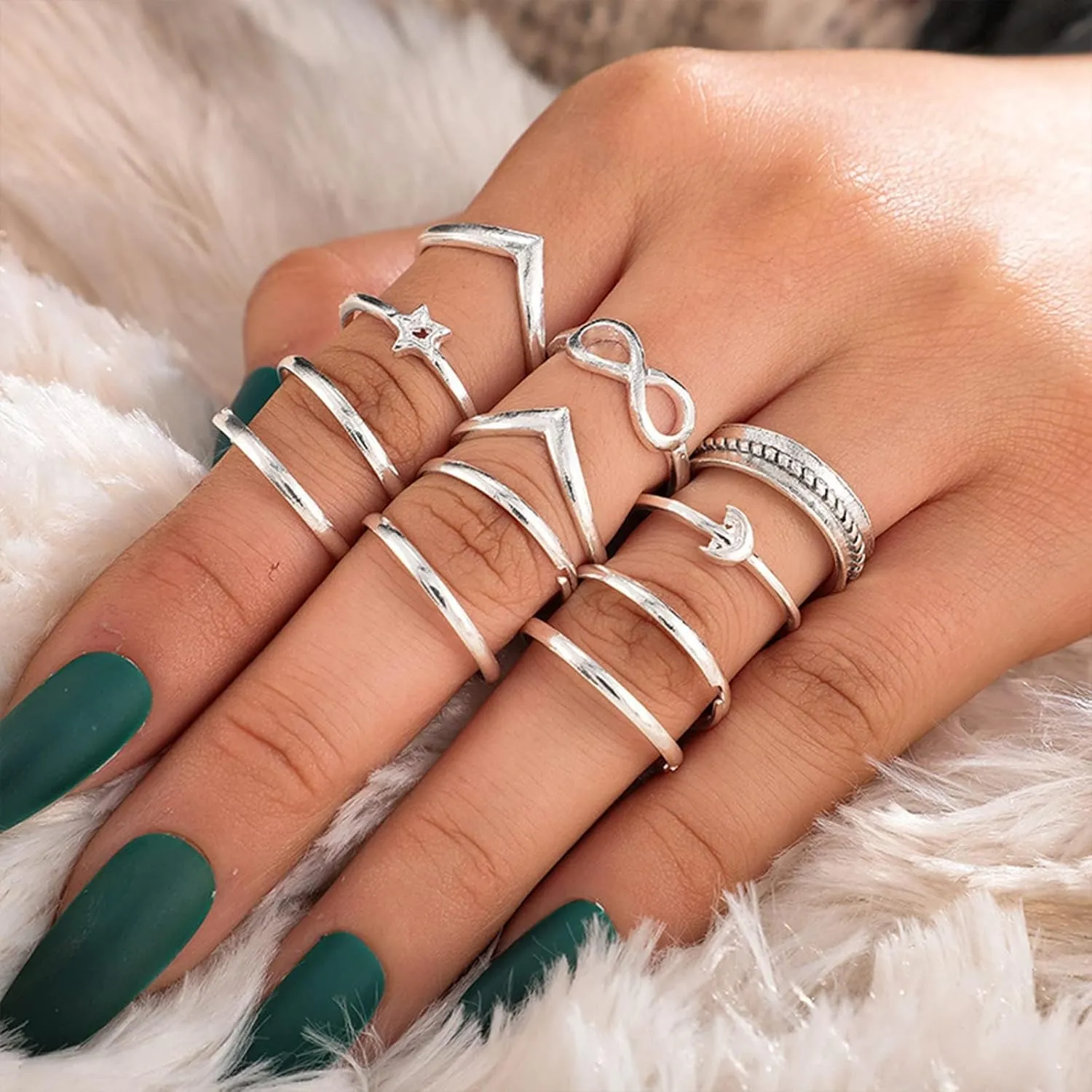 Long tiantian Gold Rings for Women Non Tarnish Stocking Stuffers for Women Stackable Rings for Women Gifts Trendy Stuff Adjustable Rhinestone Knuckle Rings Set Jewelry Christmas Gifts