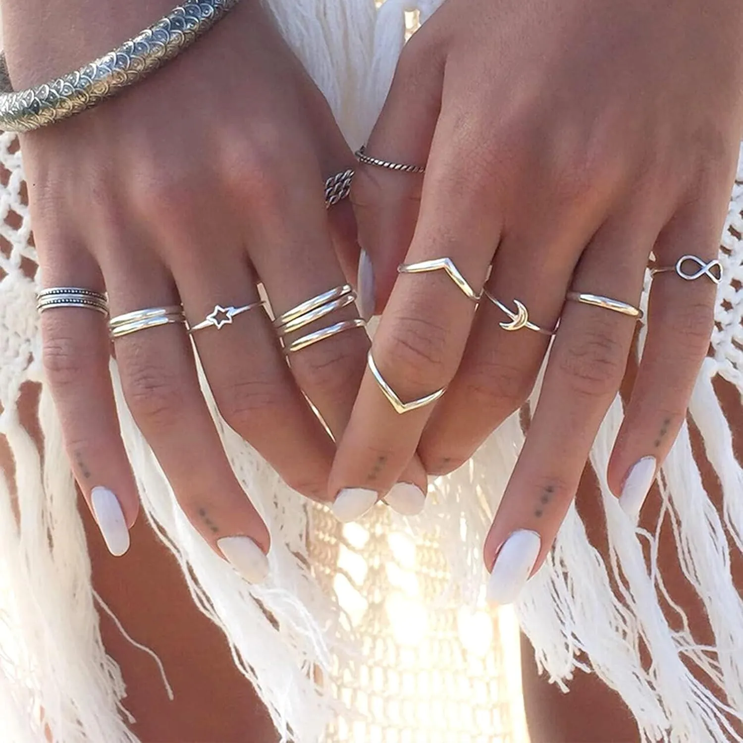 Long tiantian Gold Rings for Women Non Tarnish Stocking Stuffers for Women Stackable Rings for Women Gifts Trendy Stuff Adjustable Rhinestone Knuckle Rings Set Jewelry Christmas Gifts