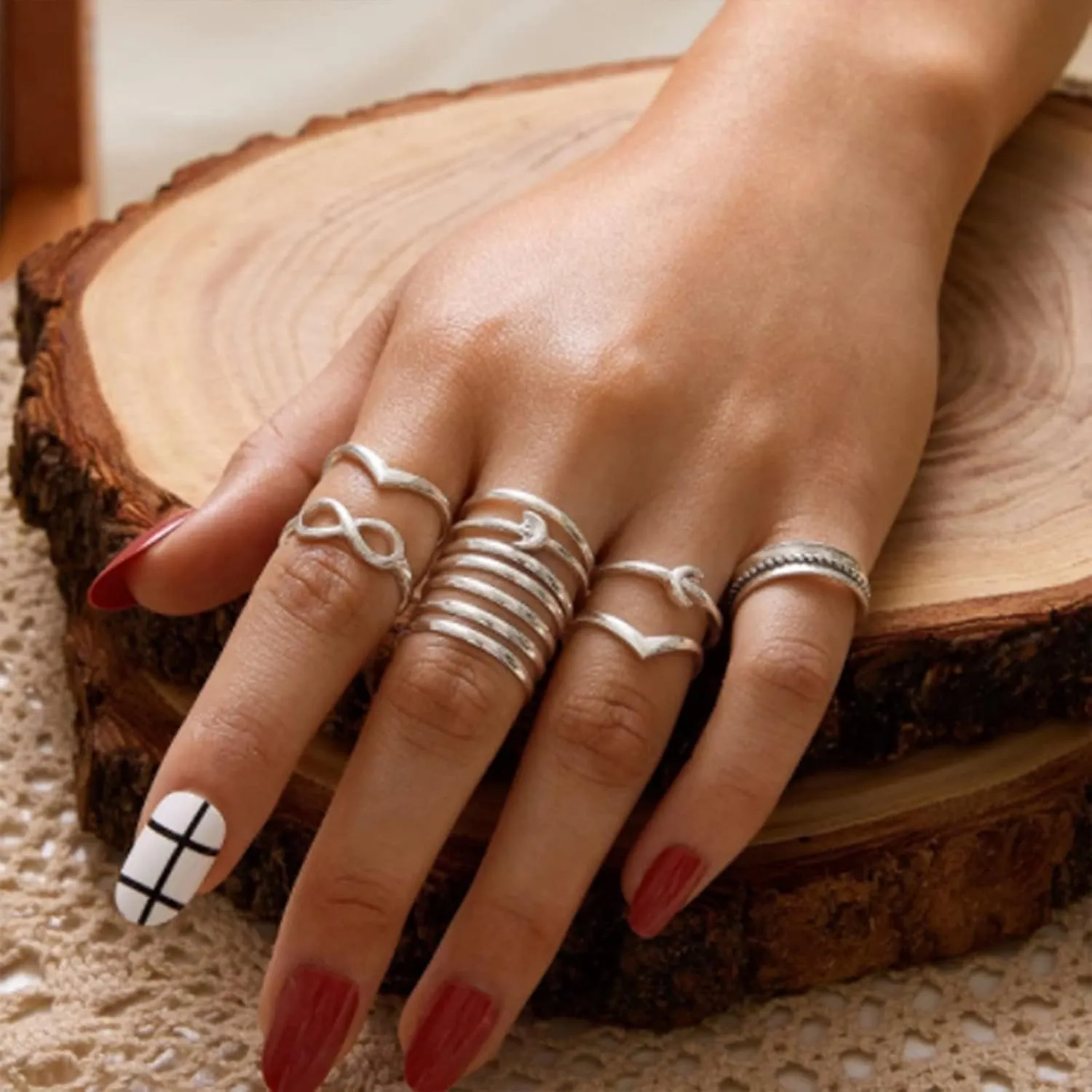 Long tiantian Gold Rings for Women Non Tarnish Stocking Stuffers for Women Stackable Rings for Women Gifts Trendy Stuff Adjustable Rhinestone Knuckle Rings Set Jewelry Christmas Gifts