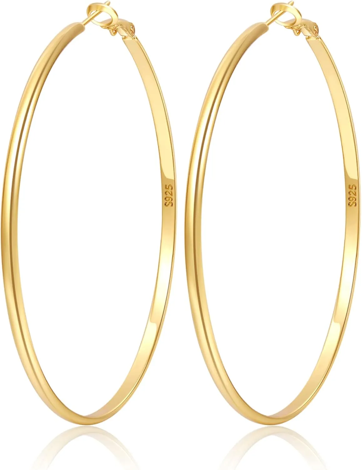 LOUMILEO 925 Sterling Silver Hoop Earrings Big Silver Hoop Earrings Hypoallergenic Large Thin Hoop Earrings for Women Lightweight Silver Hoops Earrings for Women (30/40/45/65/70mm)