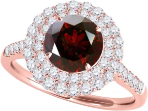 Mauli Jewels 1.28 Carat Halo Antique Design Created Ruby And Diamond Engagement Ring 4 Prong-Setting 14K Rose Gold