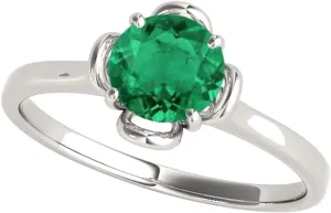 MauliJewels Rings for Women 0.80 Carat Beautiful Flower Shaped Emerald Ring prong 10K White Gold