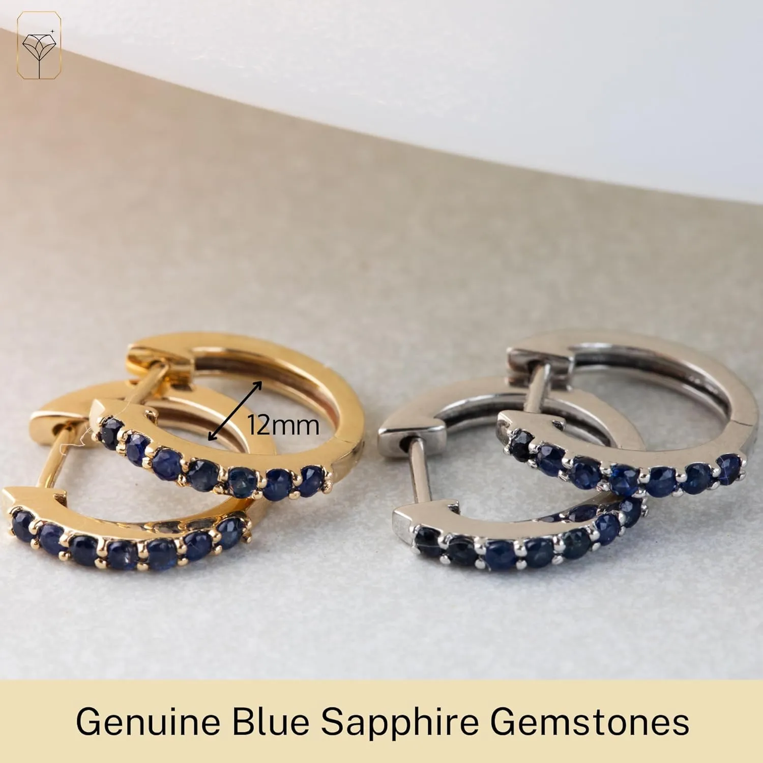 MAX   STONE 10k Gold Hoop & Huggie Earrings for Women 12MM Small Natural Gemstone Hoops
