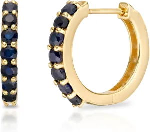 MAX   STONE 10k Gold Hoop & Huggie Earrings for Women 12MM Small Natural Gemstone Hoops