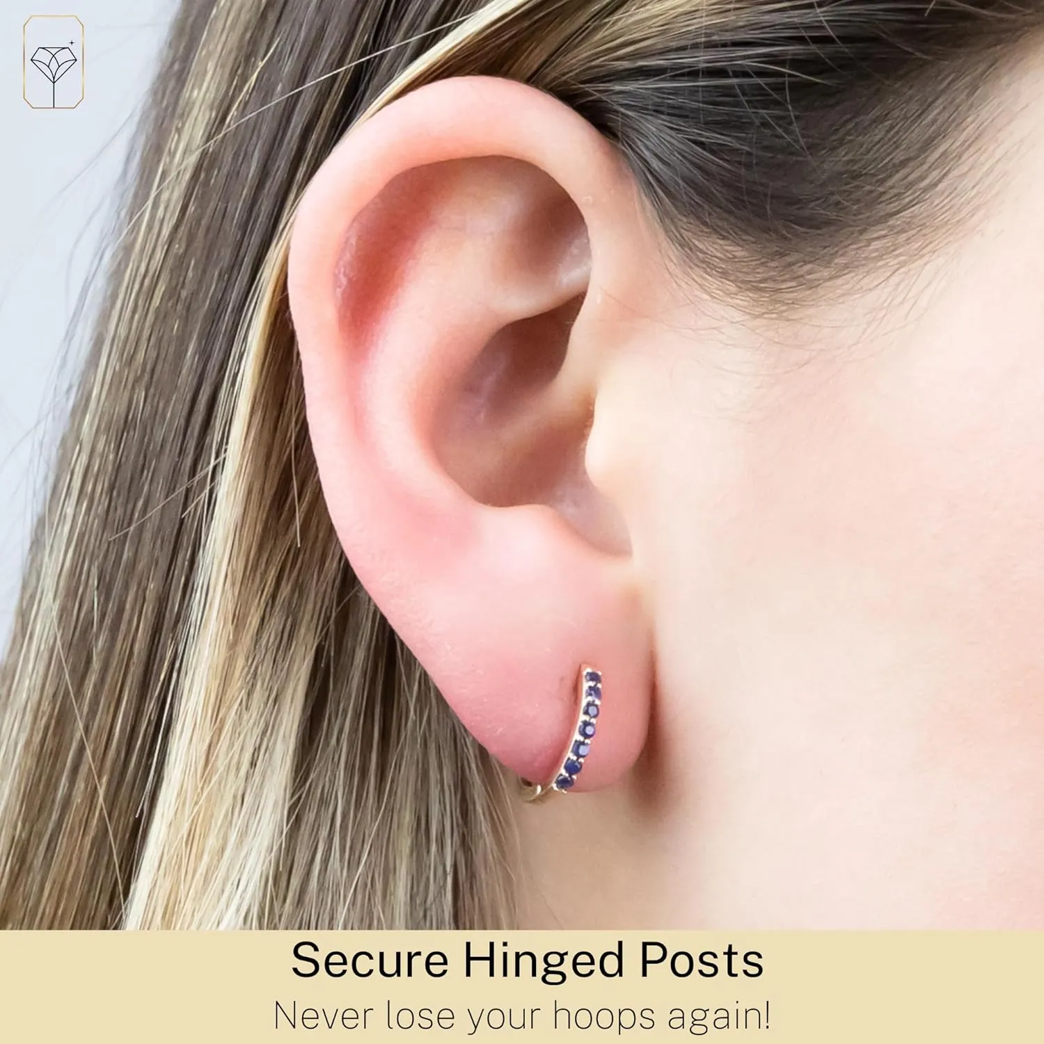 MAX   STONE 10k Gold Hoop & Huggie Earrings for Women 12MM Small Natural Gemstone Hoops