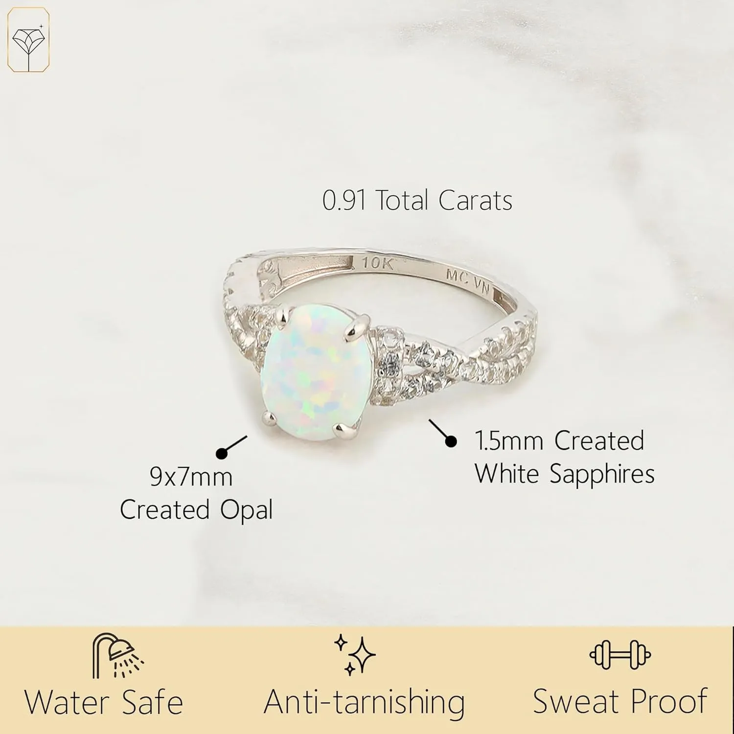 MAX   STONE Solid 10K Gold Gemstone Rings for Women| Birthstone Rings in Size 6 to 8 | Anti Tarnishing Real 10kt Gold Statement Cocktail Ring with Gift Box