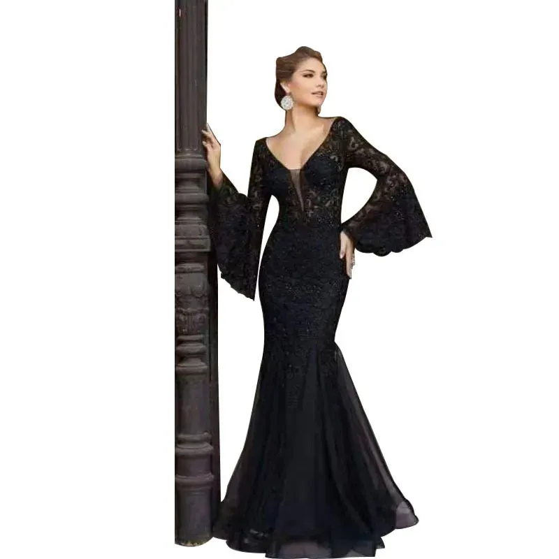 Medieval Wicca Black Lace Dress
