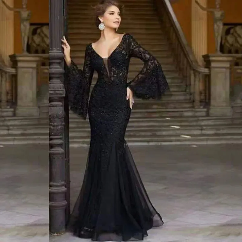 Medieval Wicca Black Lace Dress