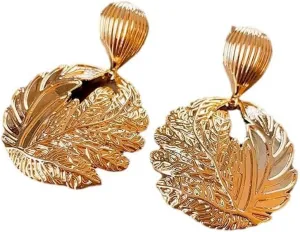 Metal Filigree Leaf EarringsEuropean & American Style/Exaggerated Design Luxury Aesthetic/Dangle Earrings with Minimalist Personality & Edgy