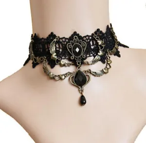 Midnight Lace Elegance - Gothic Choker Bracelet Set by The Nevermore