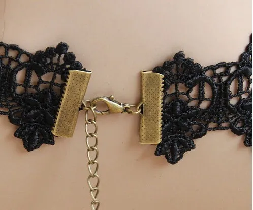 Midnight Lace Elegance - Gothic Choker Bracelet Set by The Nevermore