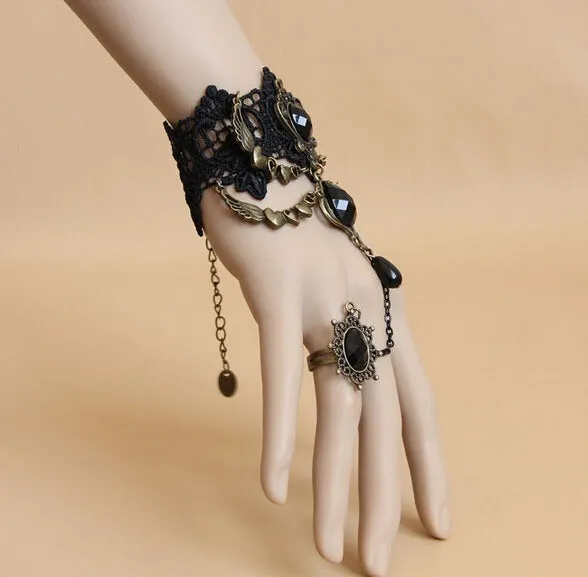 Midnight Lace Elegance - Gothic Choker Bracelet Set by The Nevermore