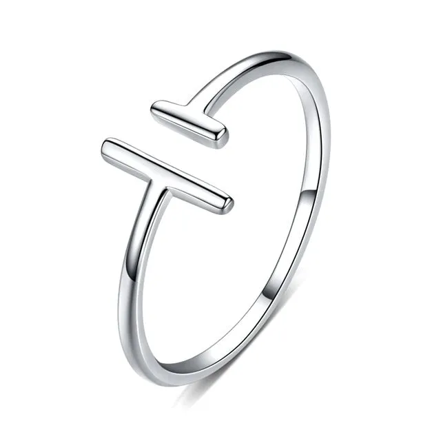 Minimalist Open Ring | Geometric Ring | Open Bar Ring | Adjustable Finger Jewelry | Wedding Engagement Silver Rings | Dainty Stackable Rings