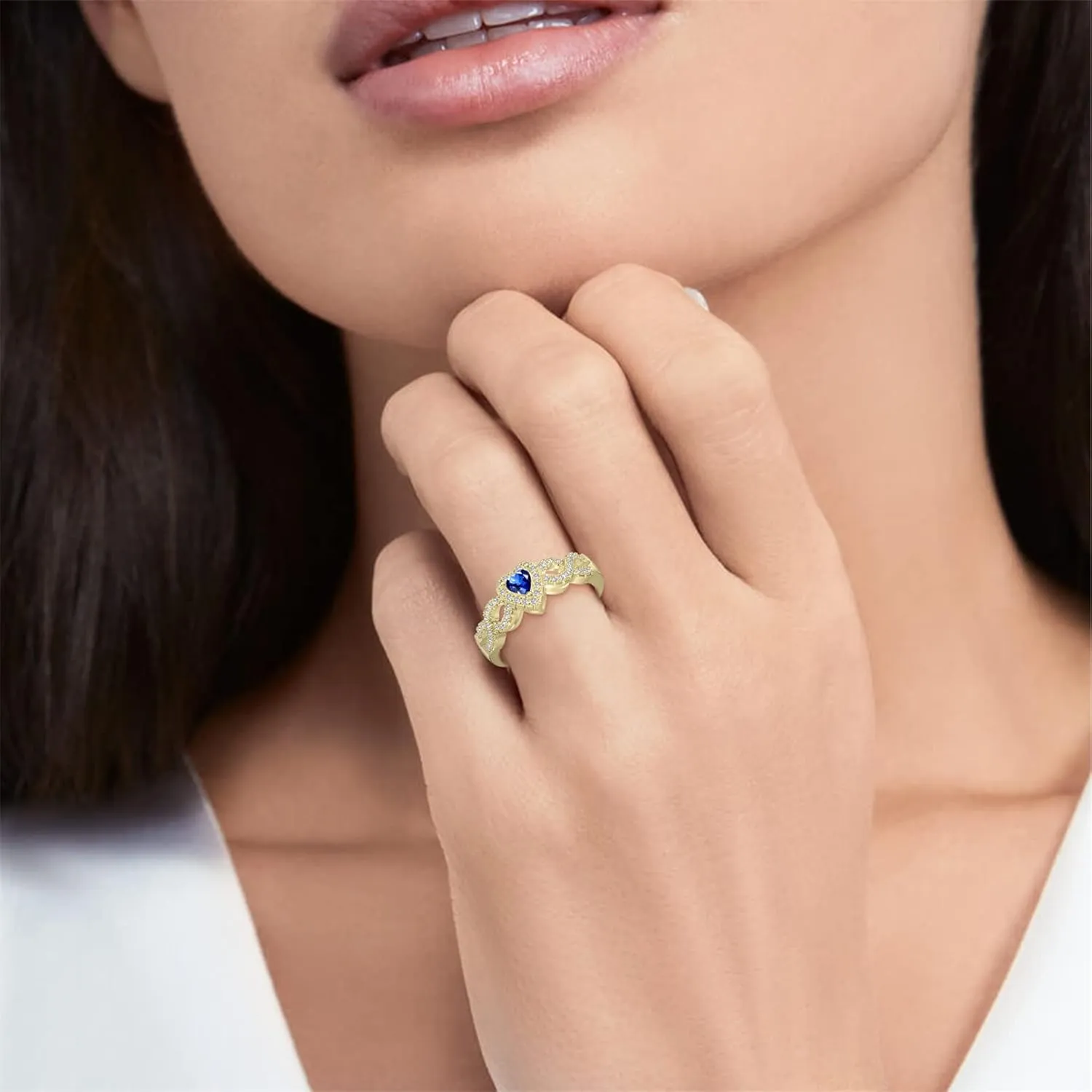 MissNaNa Personalized Birthstone Rings for Women Heart Rings Promise Rings for Her Couple Rings Personalized Gifts for Women Wife Lover Mothers Grandma Mom Daughter