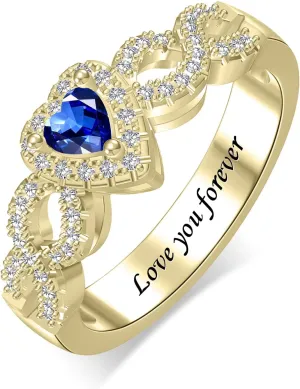 MissNaNa Personalized Birthstone Rings for Women Heart Rings Promise Rings for Her Couple Rings Personalized Gifts for Women Wife Lover Mothers Grandma Mom Daughter