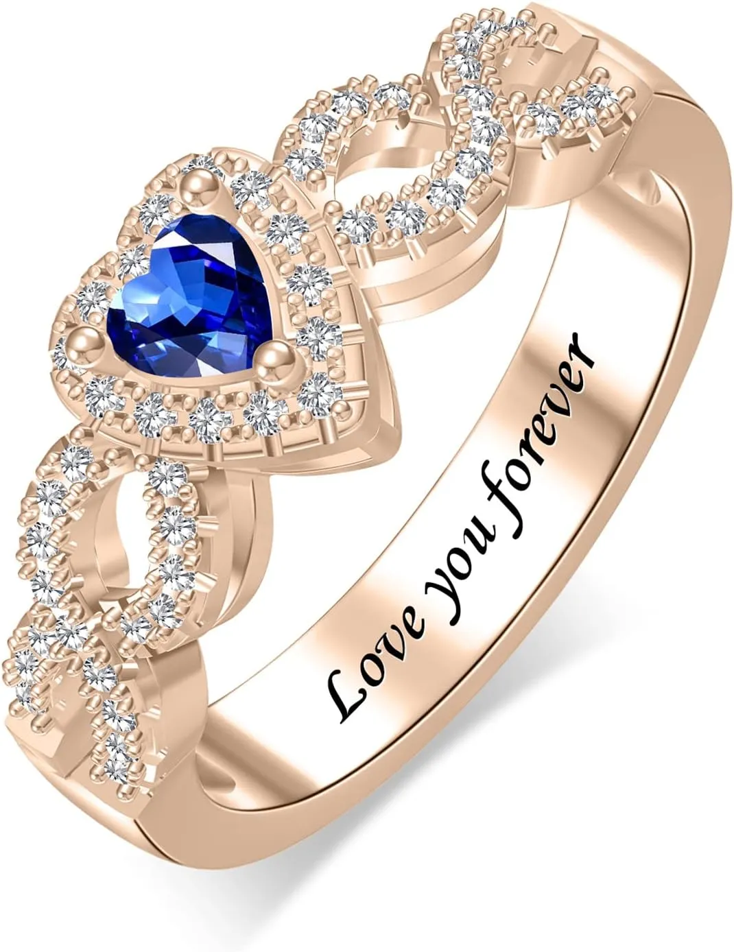 MissNaNa Personalized Birthstone Rings for Women Heart Rings Promise Rings for Her Couple Rings Personalized Gifts for Women Wife Lover Mothers Grandma Mom Daughter