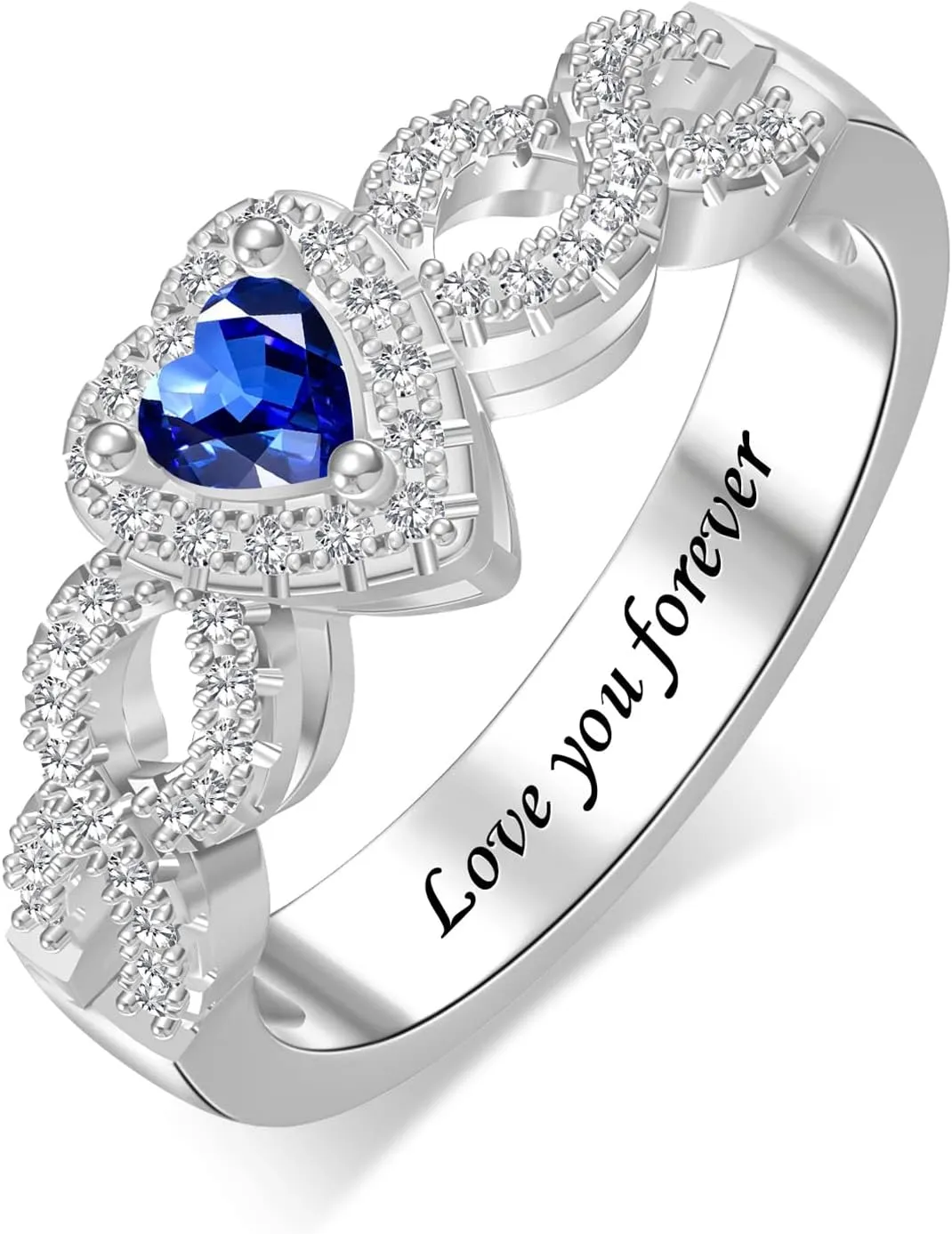 MissNaNa Personalized Birthstone Rings for Women Heart Rings Promise Rings for Her Couple Rings Personalized Gifts for Women Wife Lover Mothers Grandma Mom Daughter