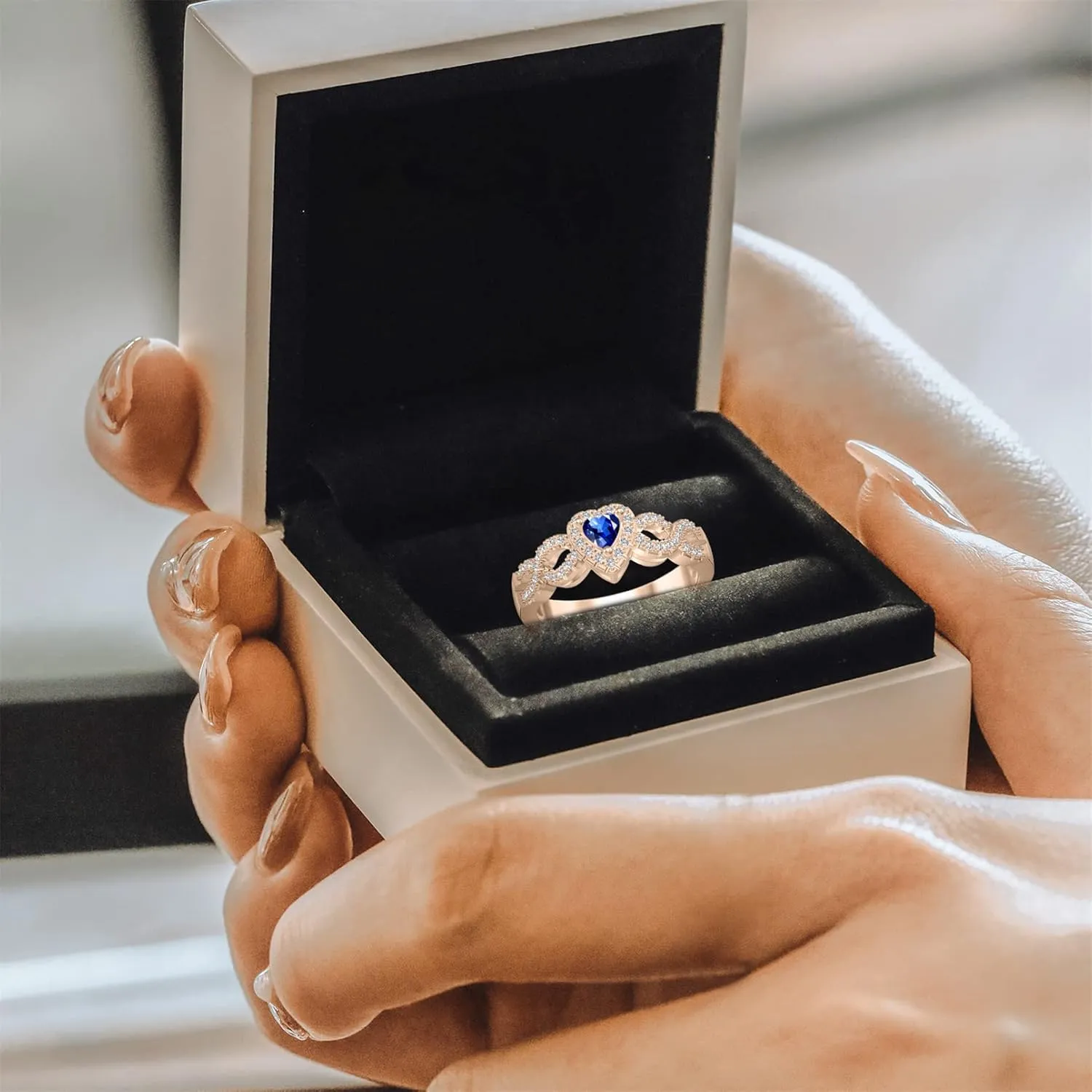 MissNaNa Personalized Birthstone Rings for Women Heart Rings Promise Rings for Her Couple Rings Personalized Gifts for Women Wife Lover Mothers Grandma Mom Daughter