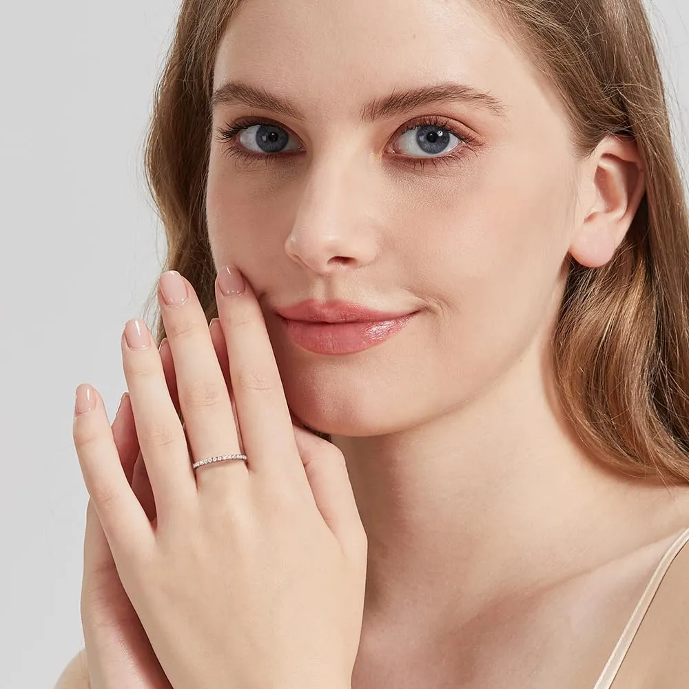 Moissanite Stackable Engagement Rings Eternity Promise Wedding Ring D Color VVS1 925 Sterling Silver Bridal Rings for Women Men
