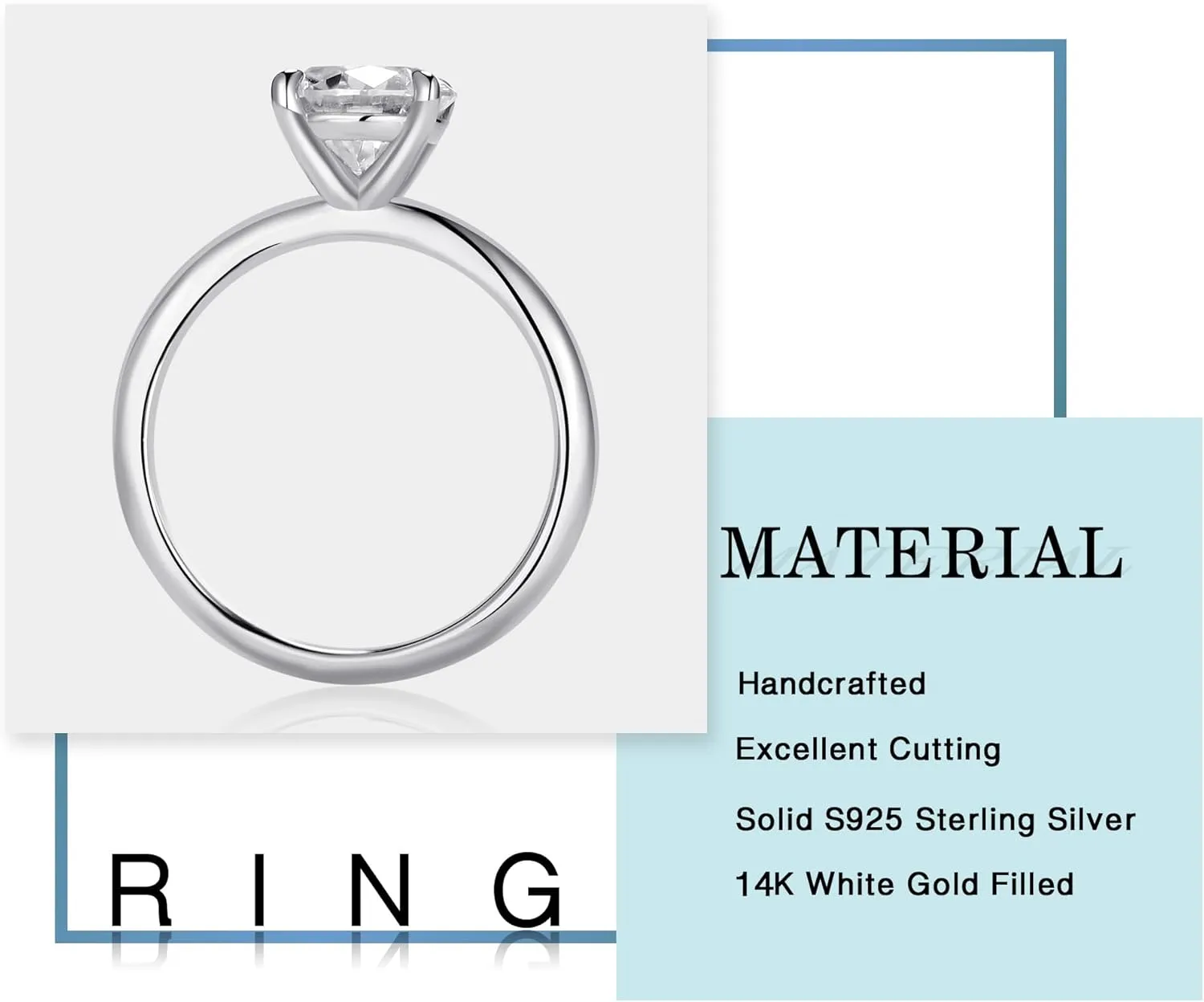 MOOSEA 2ct Oval Moissanite Rings for Women, D Color VVS1 Clarity Lab Created Diamond Rings 14K White Gold Filled 4 Claw Moissanite Engagement Rings for Women Wedding Rings Anniversary Jewelry Gifts