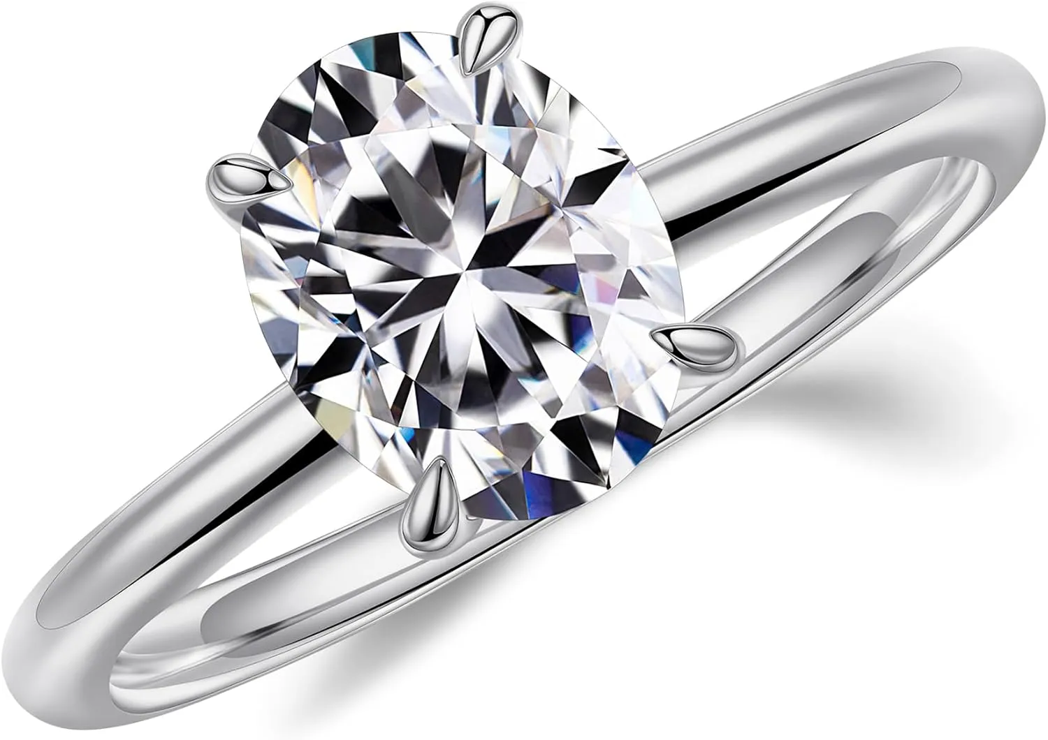 MOOSEA 2ct Oval Moissanite Rings for Women, D Color VVS1 Clarity Lab Created Diamond Rings 14K White Gold Filled 4 Claw Moissanite Engagement Rings for Women Wedding Rings Anniversary Jewelry Gifts