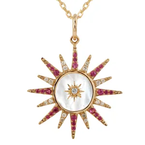 Mother of Pearl Ruby Pendant Necklace
