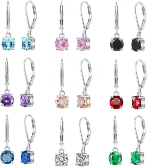 Multicolor Crystal Dangle Earrings and Studs for Women 925 Silver Hypoallergenic Dangle Earrings Leverback Earring