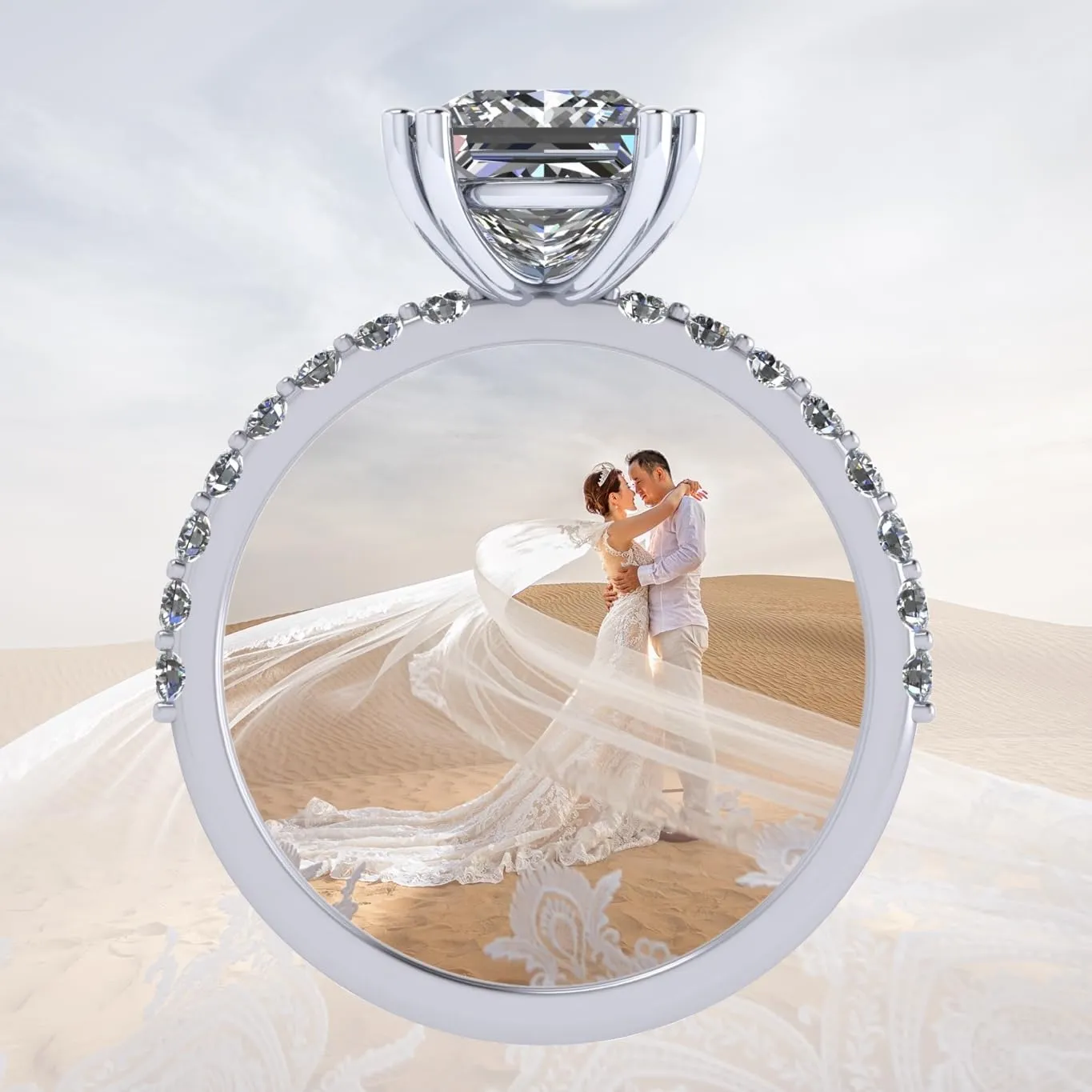 NANA Jewels 1.5-3CT Platinum Plated Sterling Silver Rings CZ Cubic Zirconia Oval Cushion Princess Asscher Cut Engagement Rings | 10K 14K Solid Gold
