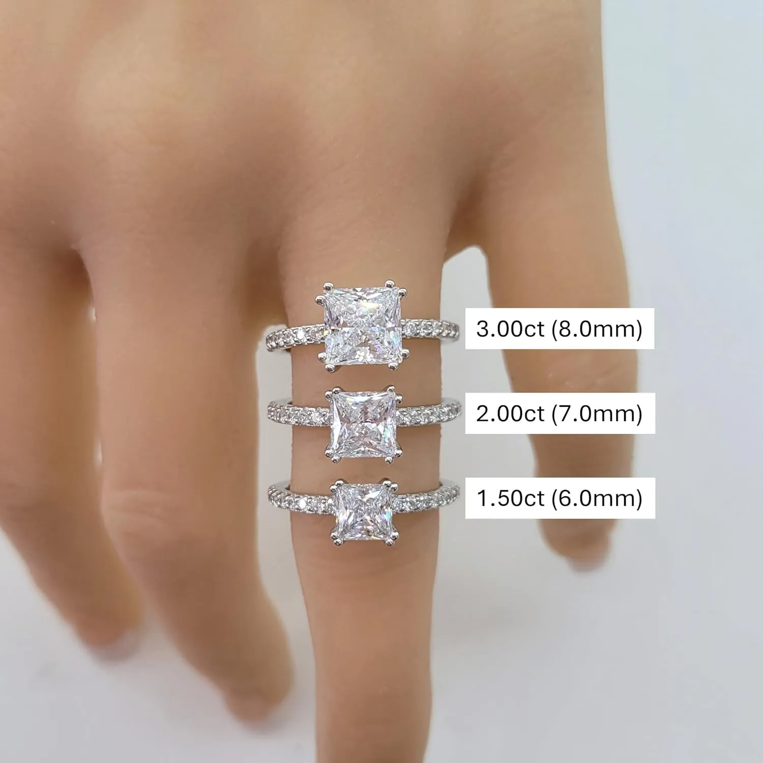 NANA Jewels 1.5-3CT Platinum Plated Sterling Silver Rings CZ Cubic Zirconia Oval Cushion Princess Asscher Cut Engagement Rings | 10K 14K Solid Gold
